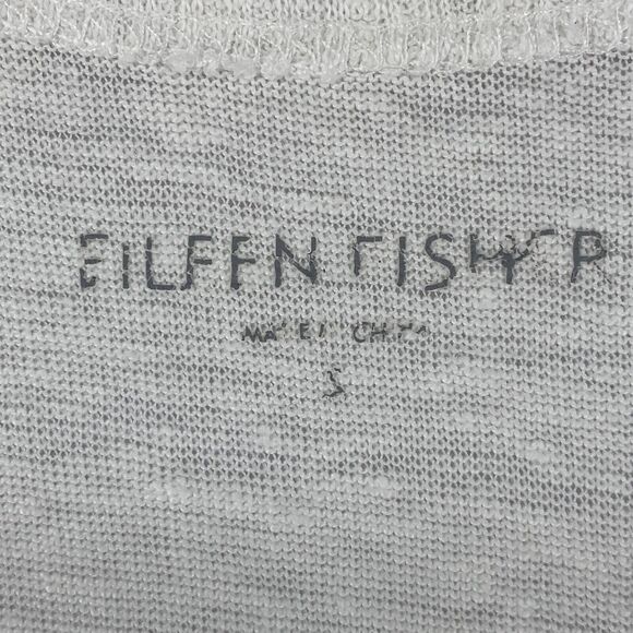 EILEEN FISHER Tank Top S Linen Slub Jersey Tunic Scoop Neck Racerback White - Picture 9 of 16